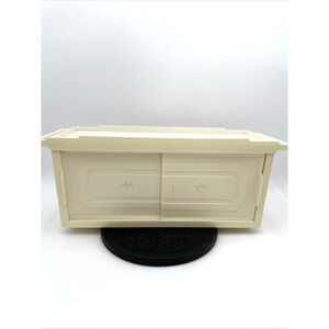 Vintage 60s Beige Plastic Sliding Door Medicine Storage Wall Hanging Cabinet